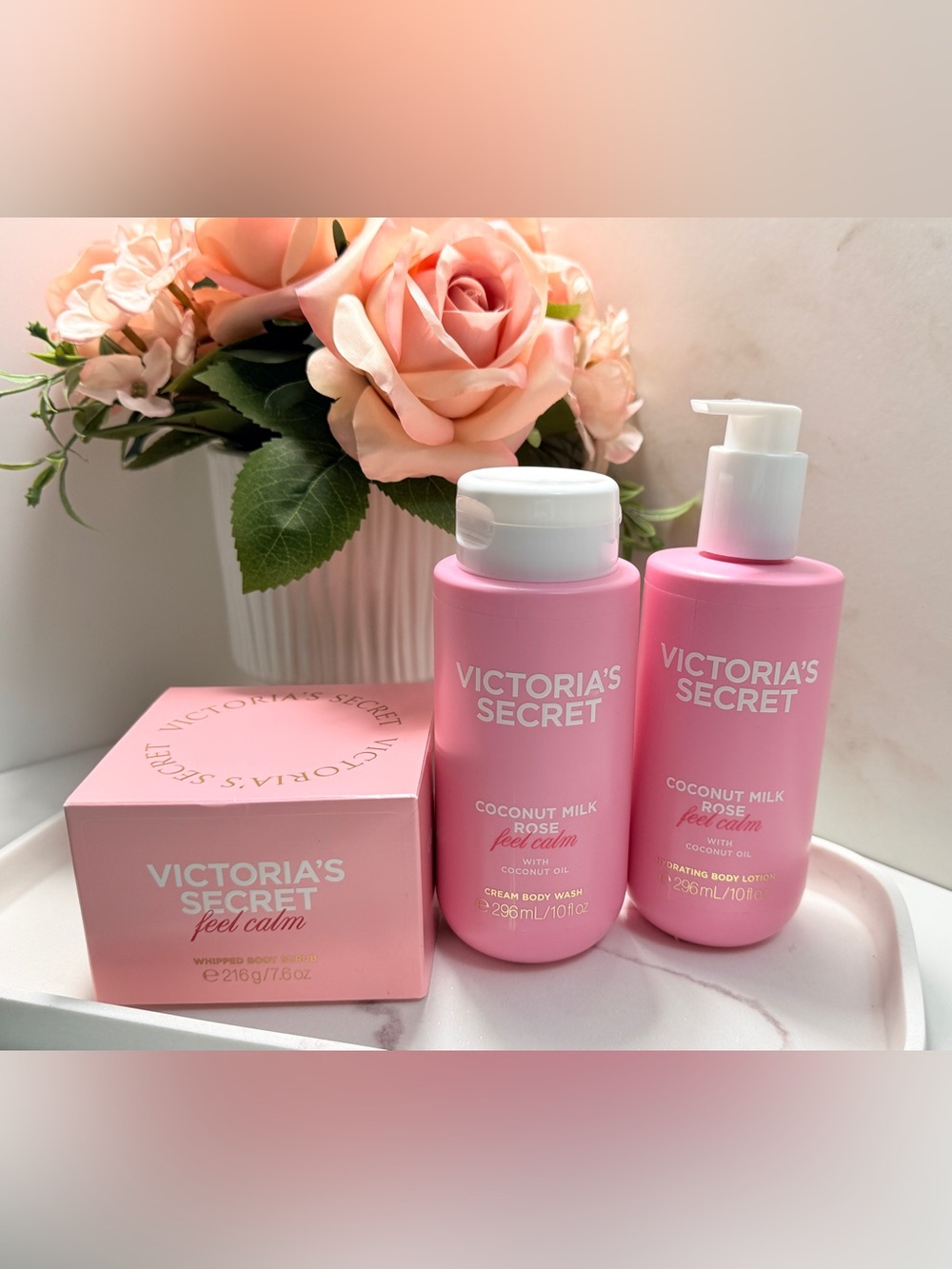 Victoria's Secret Pink Coconut Milk Rose Body Wash & Lotion Set